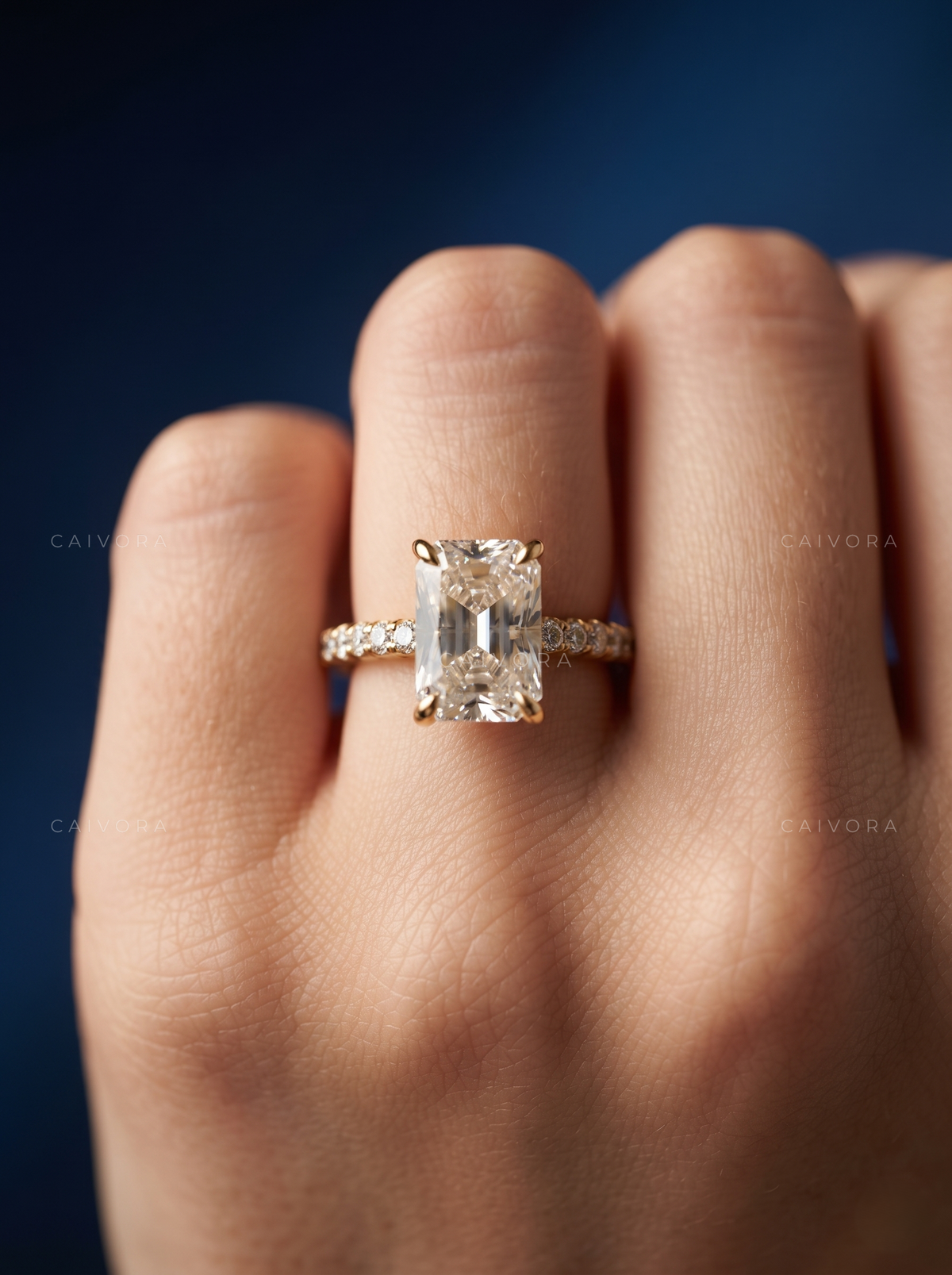 Cushion Cut Diamond Engagement Ring with Elegant Side Stones