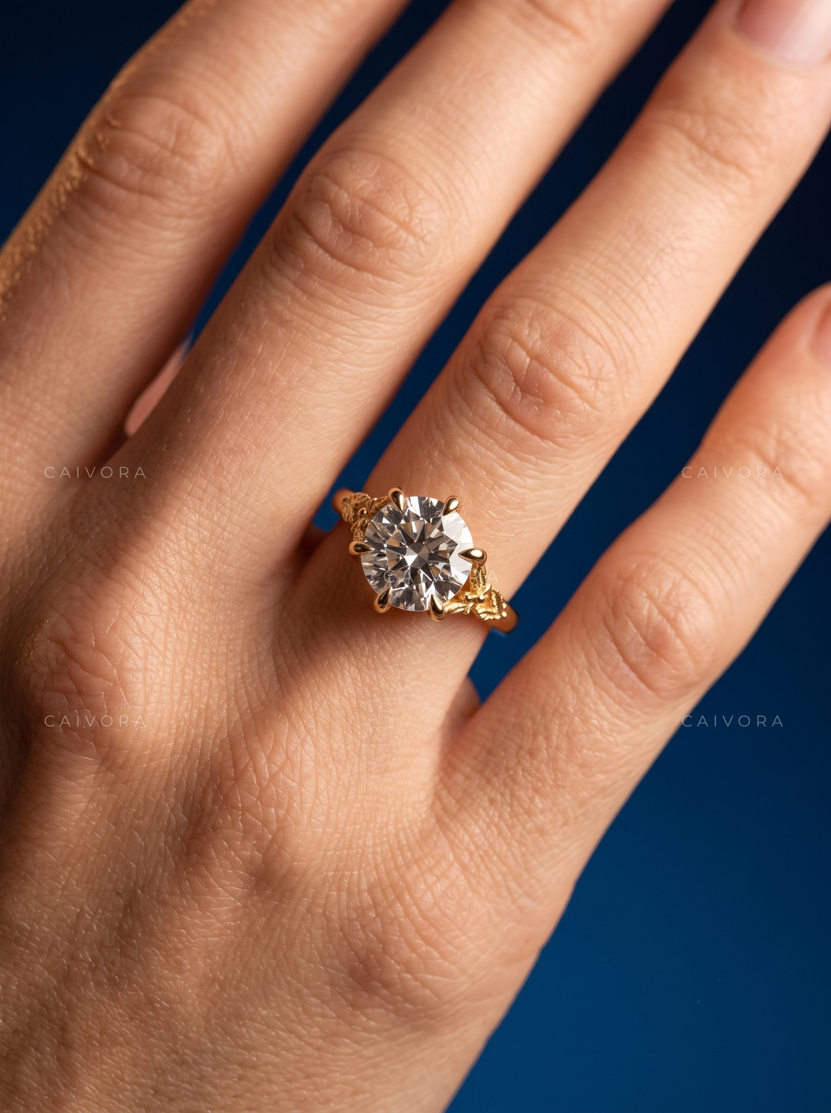 Celestine Round Diamond Architectural Engagement Ring