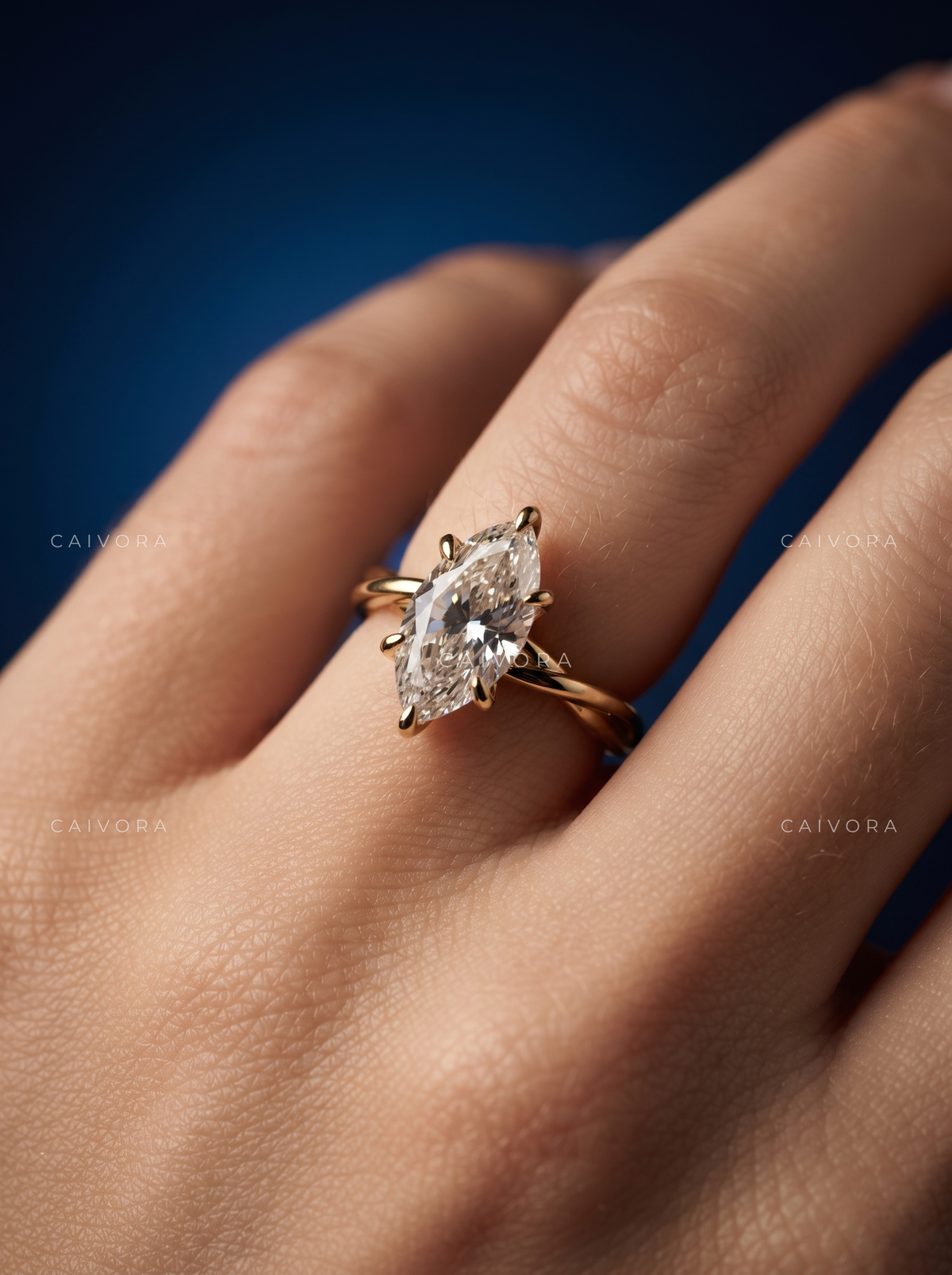 Timeless Elegance with a Marquise Cut Center Diamond