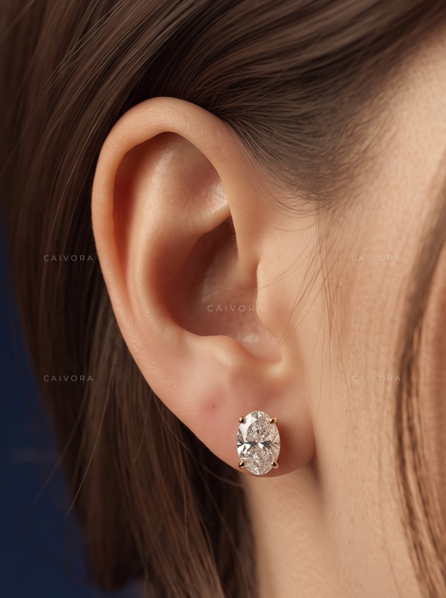 Prism Radiance Four-Prong Oval Solitaire Stud Earrings
