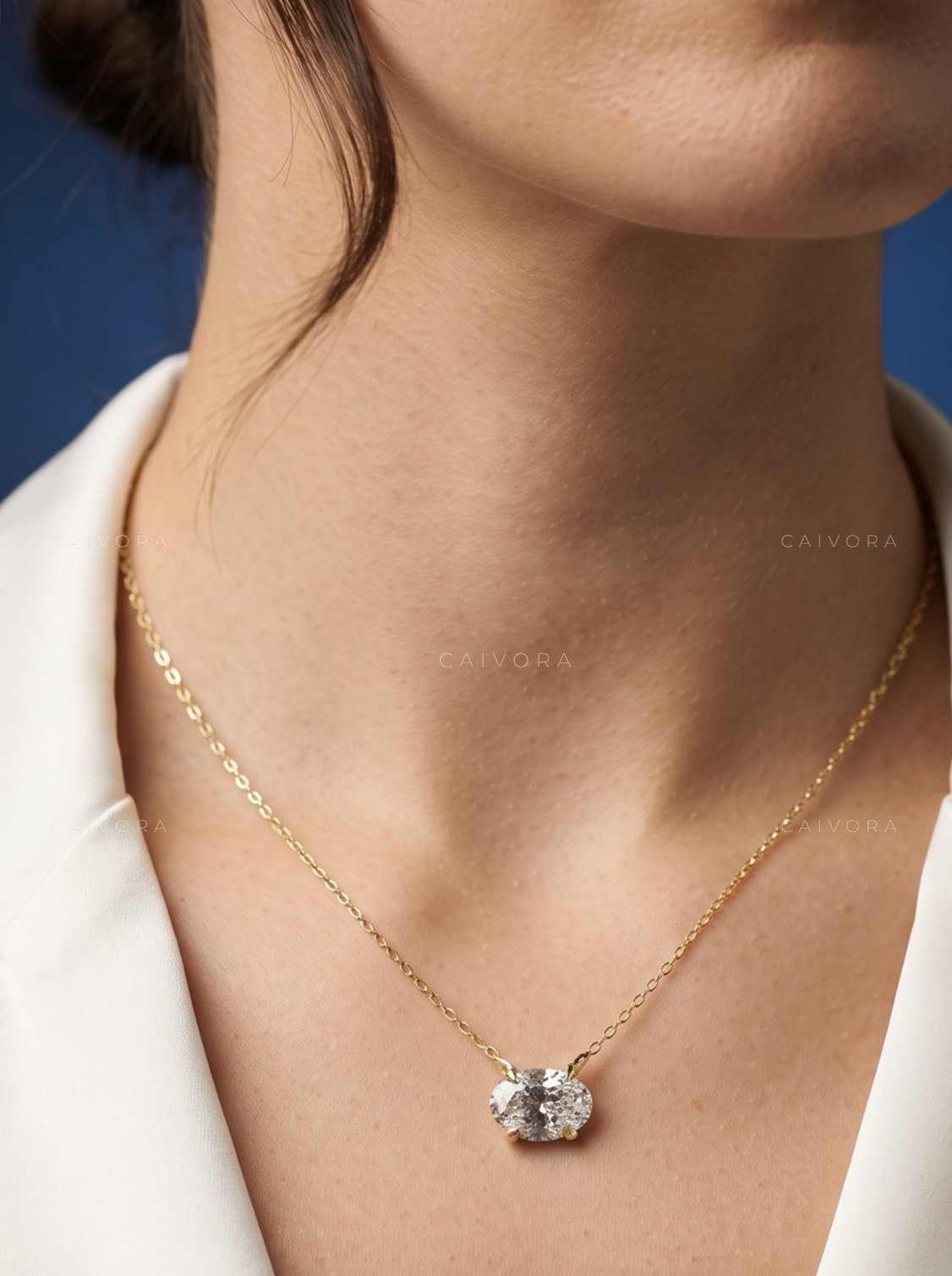 Oval Lab-Grown Diamond Solitaire Pendant Necklace