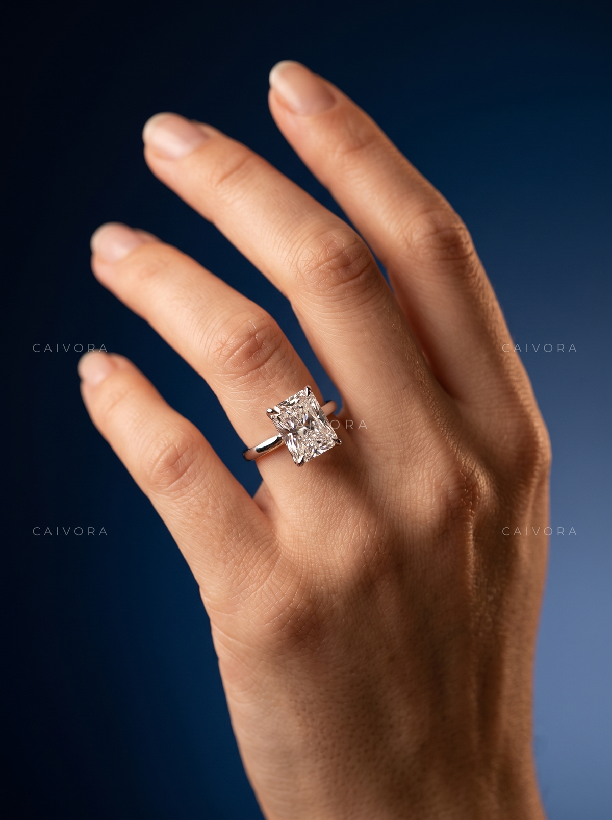 Radiant Cut Hidden Halo Pavé Tulip Engagement Ring