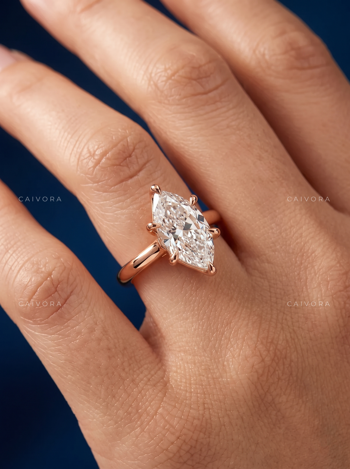 Modern Tapered Cathedral Engagement Ring Highlighting a Hexagon Cut Diamond