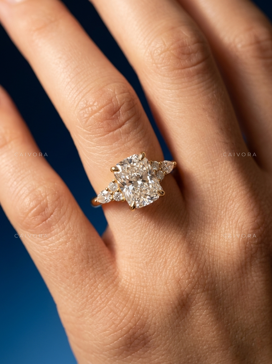 Elegant Triana Setting with a Cushion Cut Center Diamond
