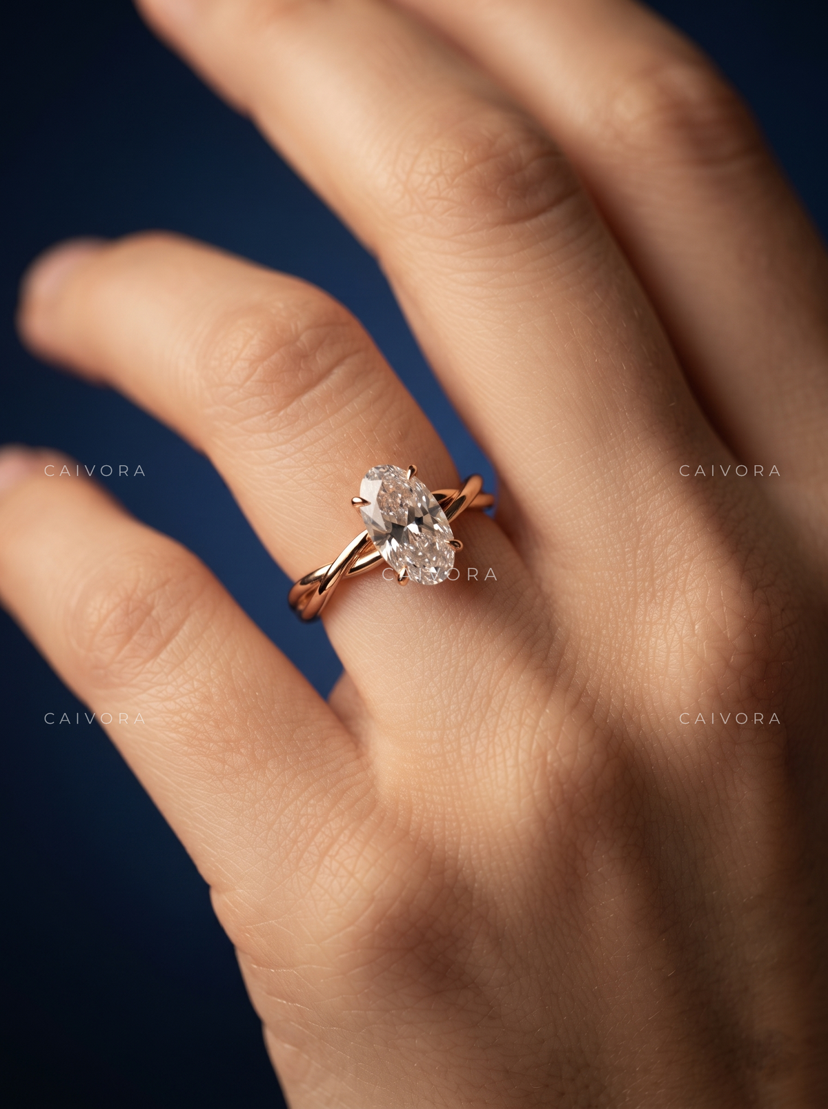 Graceful Sophistication with a Moval Cut Center Diamond