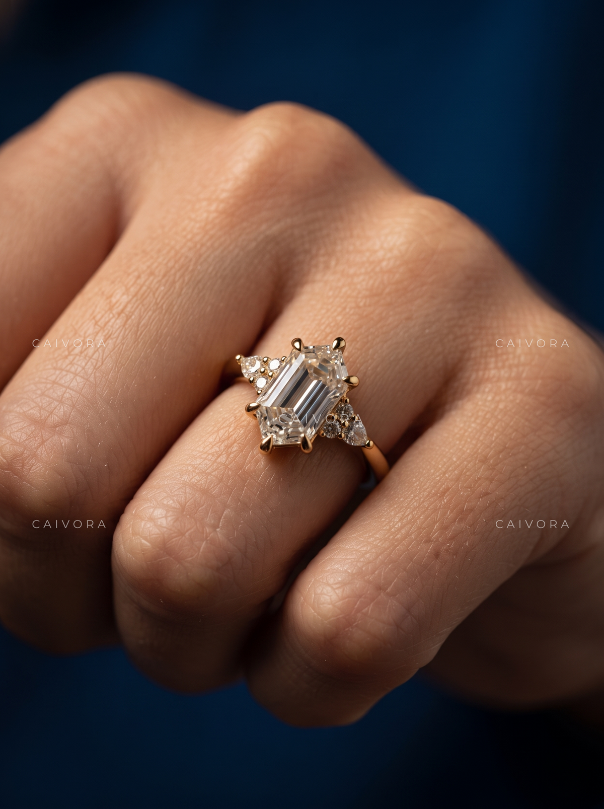 Distinctive Latin-Inspired Engagement Ring Centered on a Hexagon Cut Diamond
