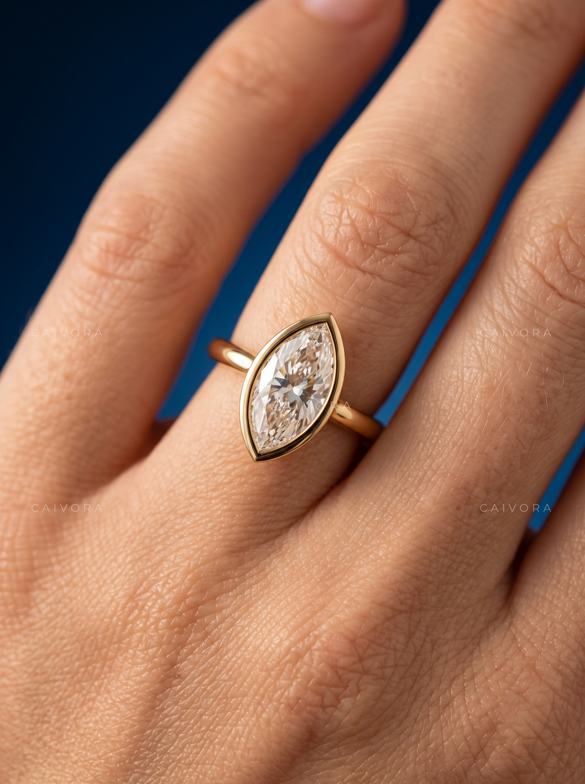 Marquise Diamond Modern Bezel Engagement Ring