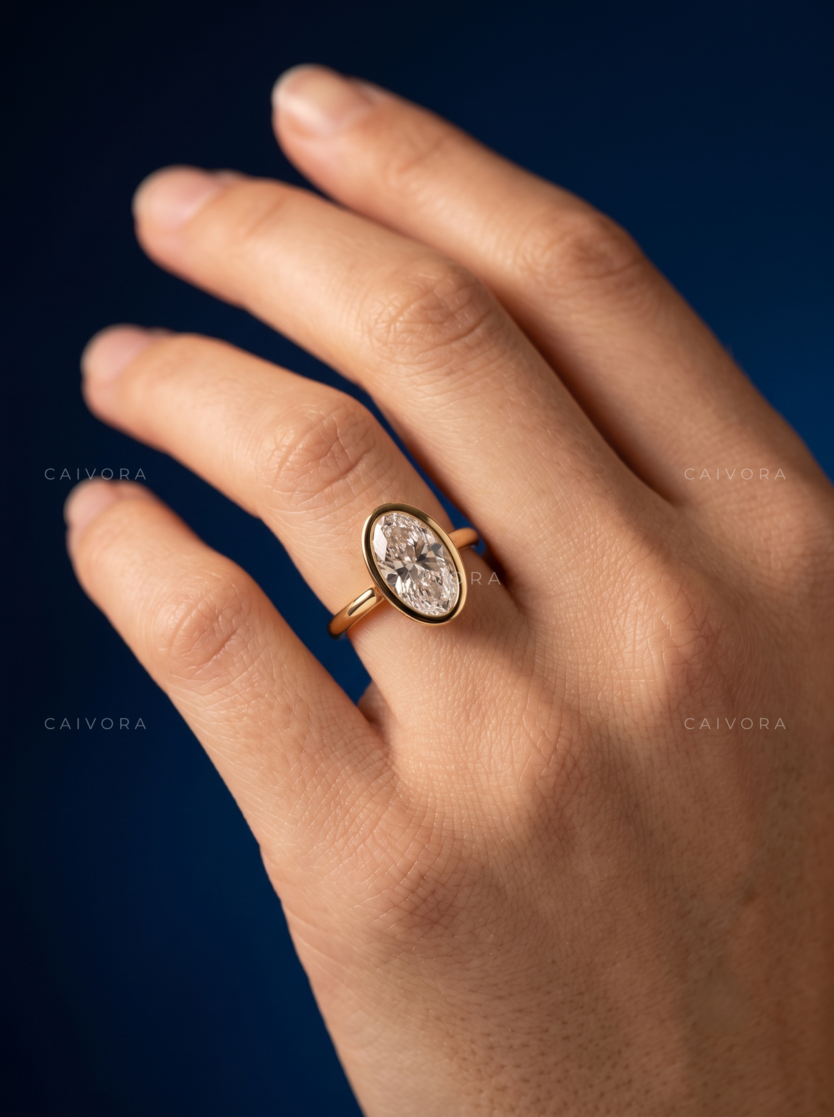 Moval Diamond Minimalist Bezel Engagement Ring