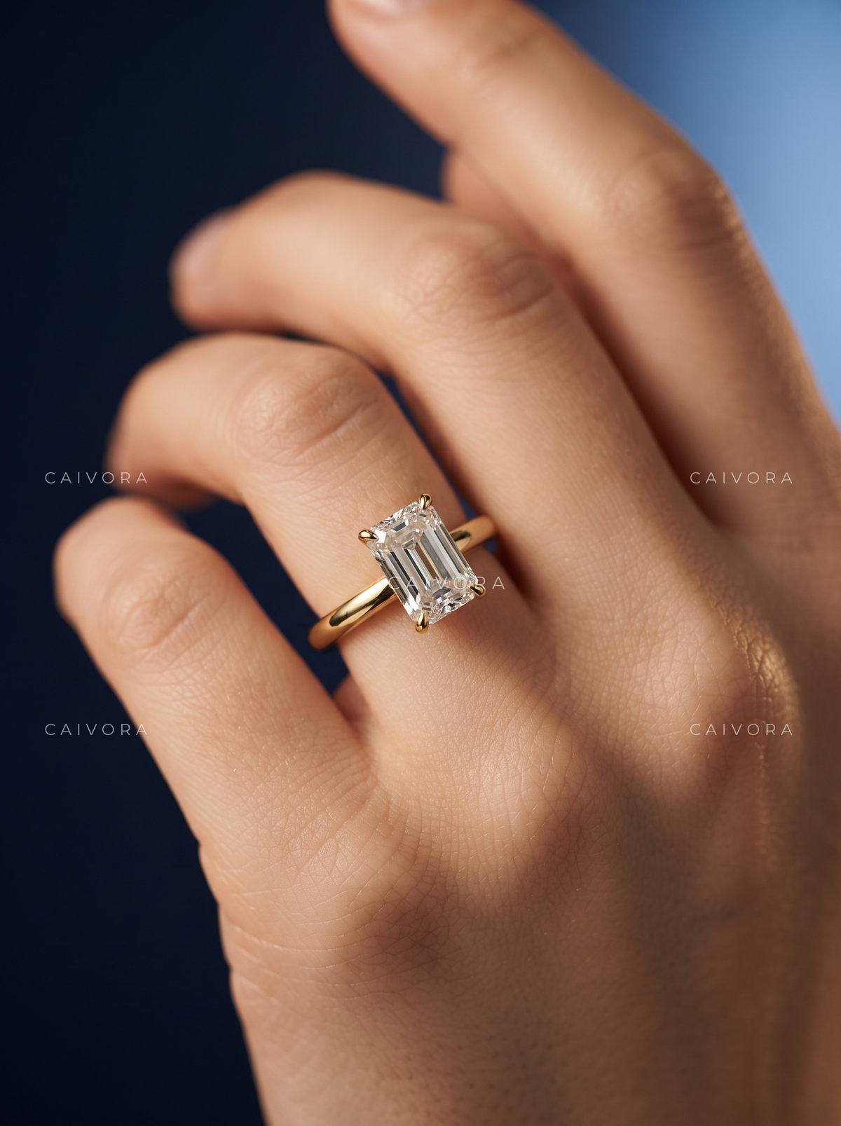 Emerald Cut Four Prong Solitaire Engagement Ring