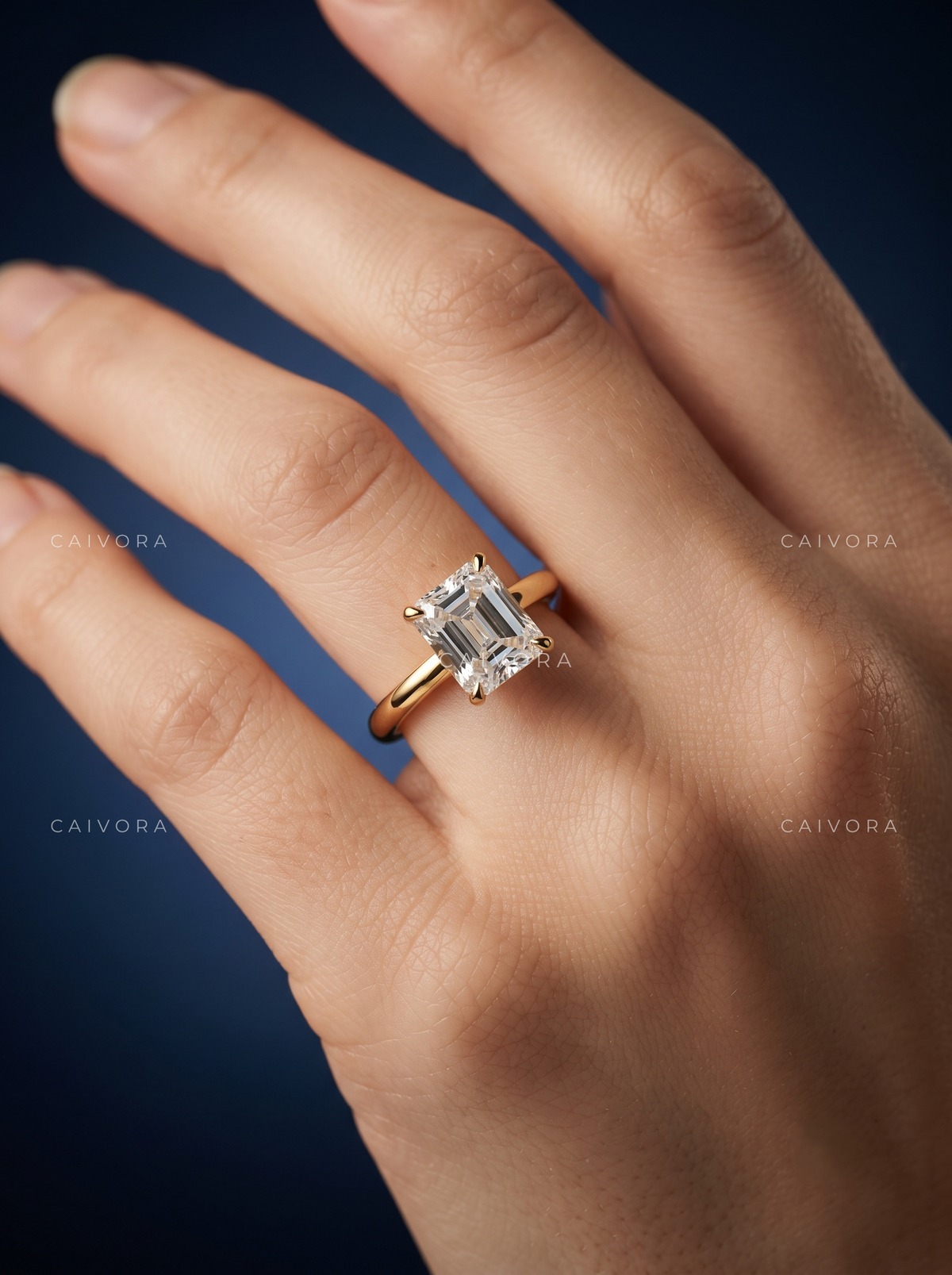 Asscher Cut Four Prong Solitaire Engagement Ring