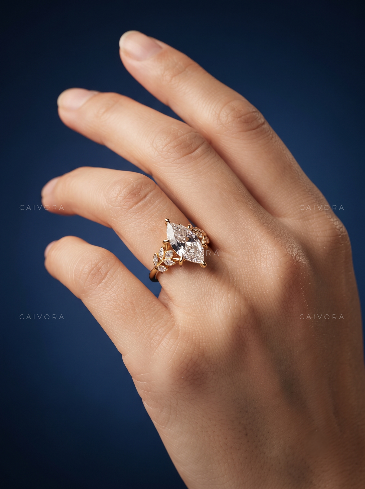 Dutch Marquise Diamond Floral Engagement Ring