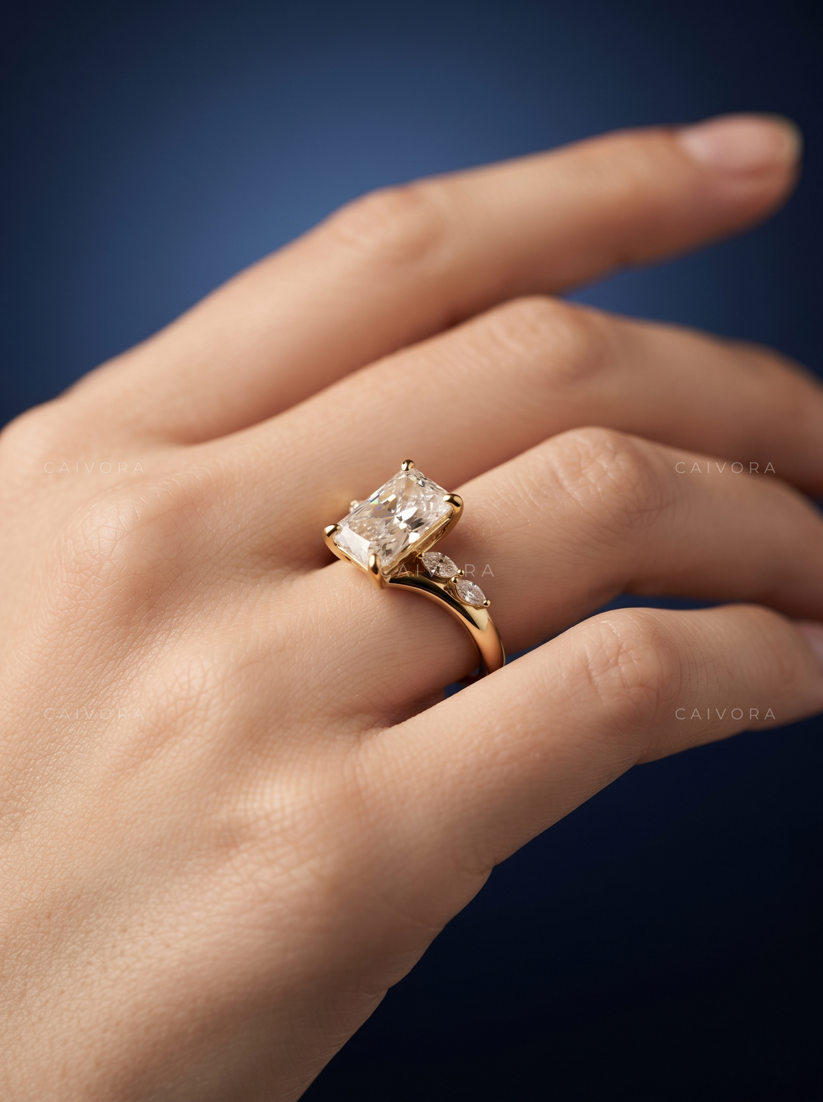 Radiant cut Diamond Ring with Graceful Twist Setting