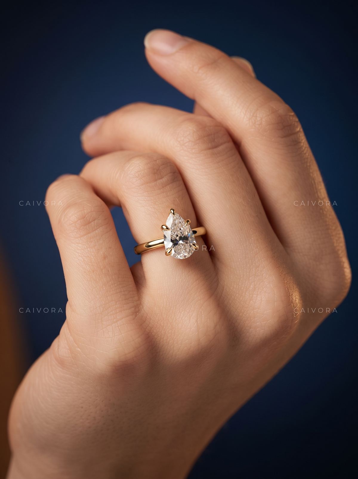 Pear Cut Hidden Halo Pavé Tulip Engagement Ring