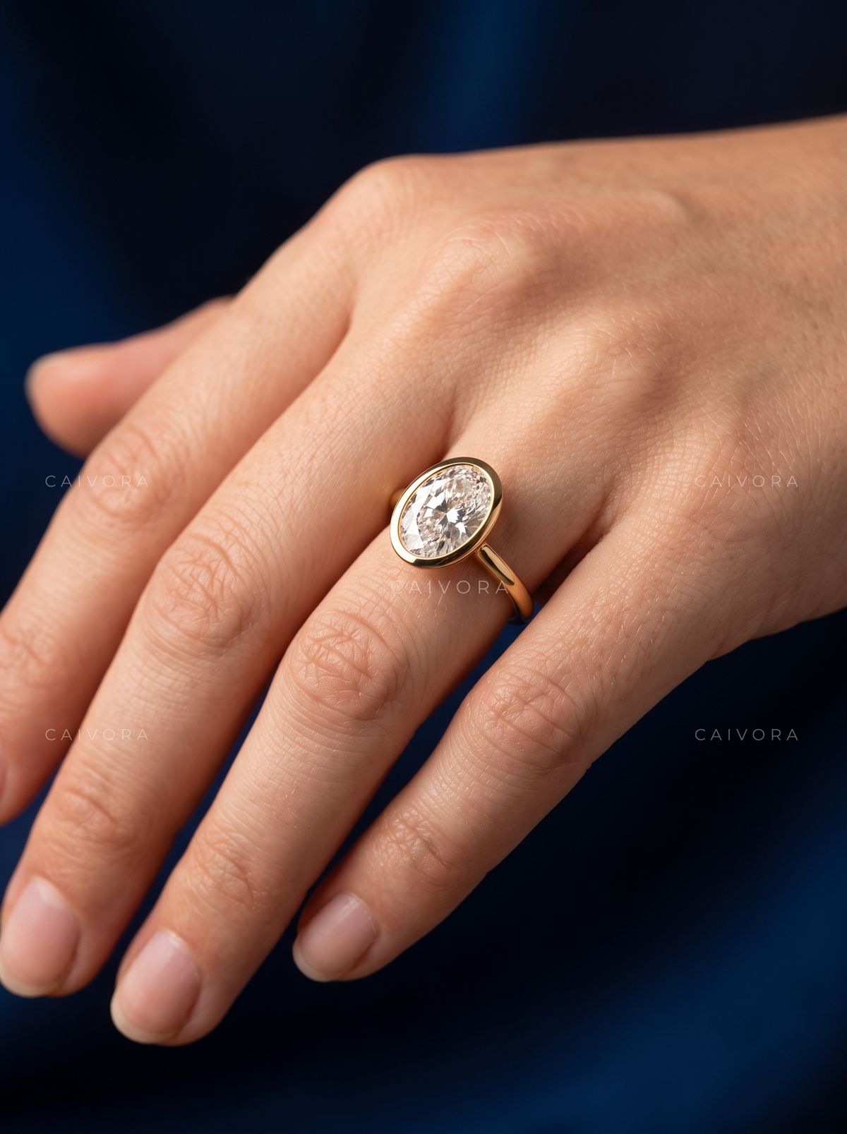 Oval Diamond Minimalist Bezel Engagement Ring