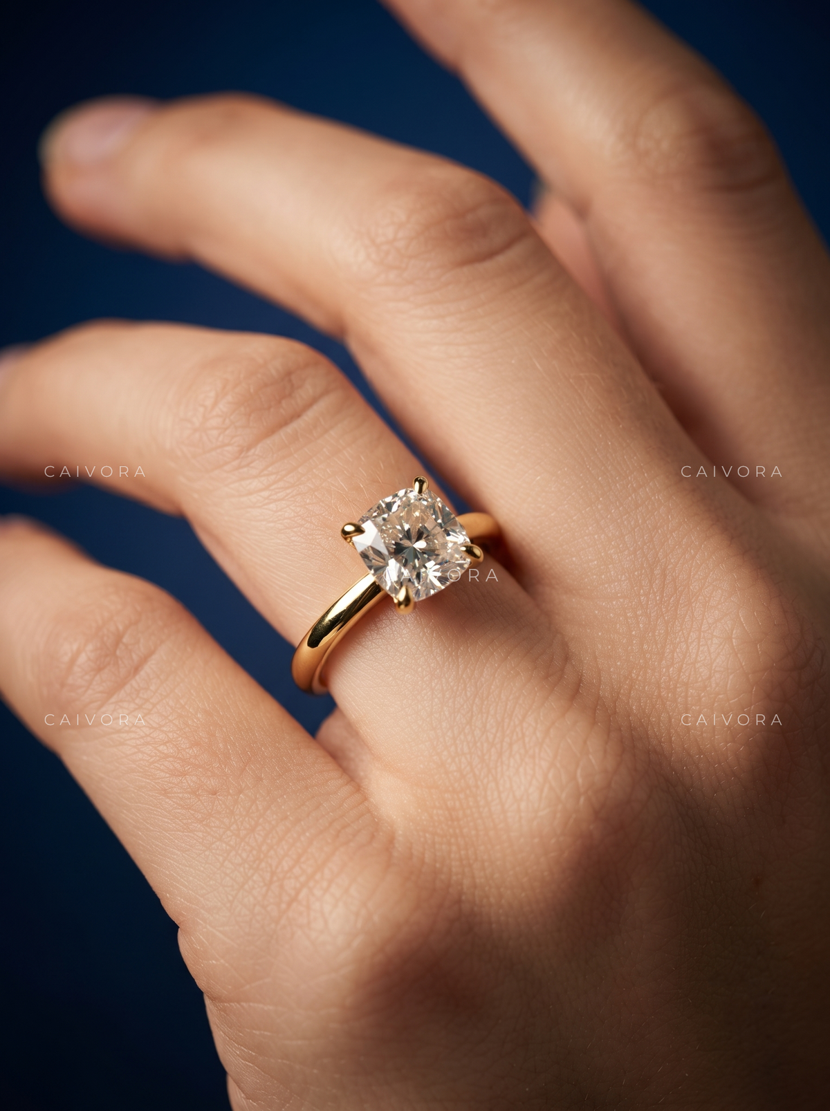Square Cushion Cut Four Prong Solitaire Engagement Ring
