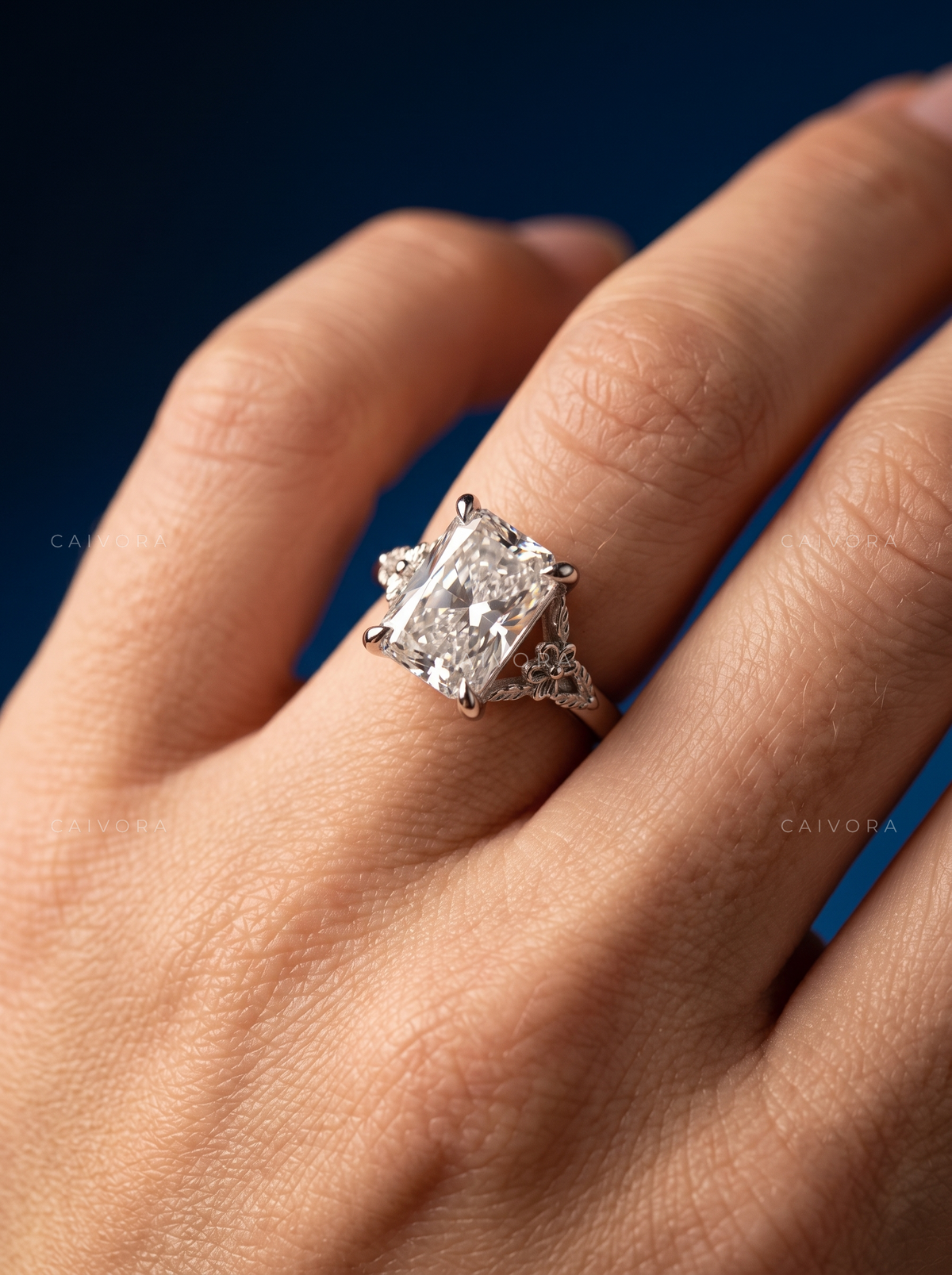 Seraphine Sculpted Engagement Ring with Radiant Diamond