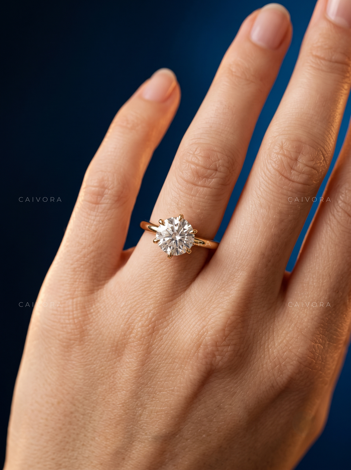 Round Cut Hidden Halo Pavé Tulip Engagement Ring