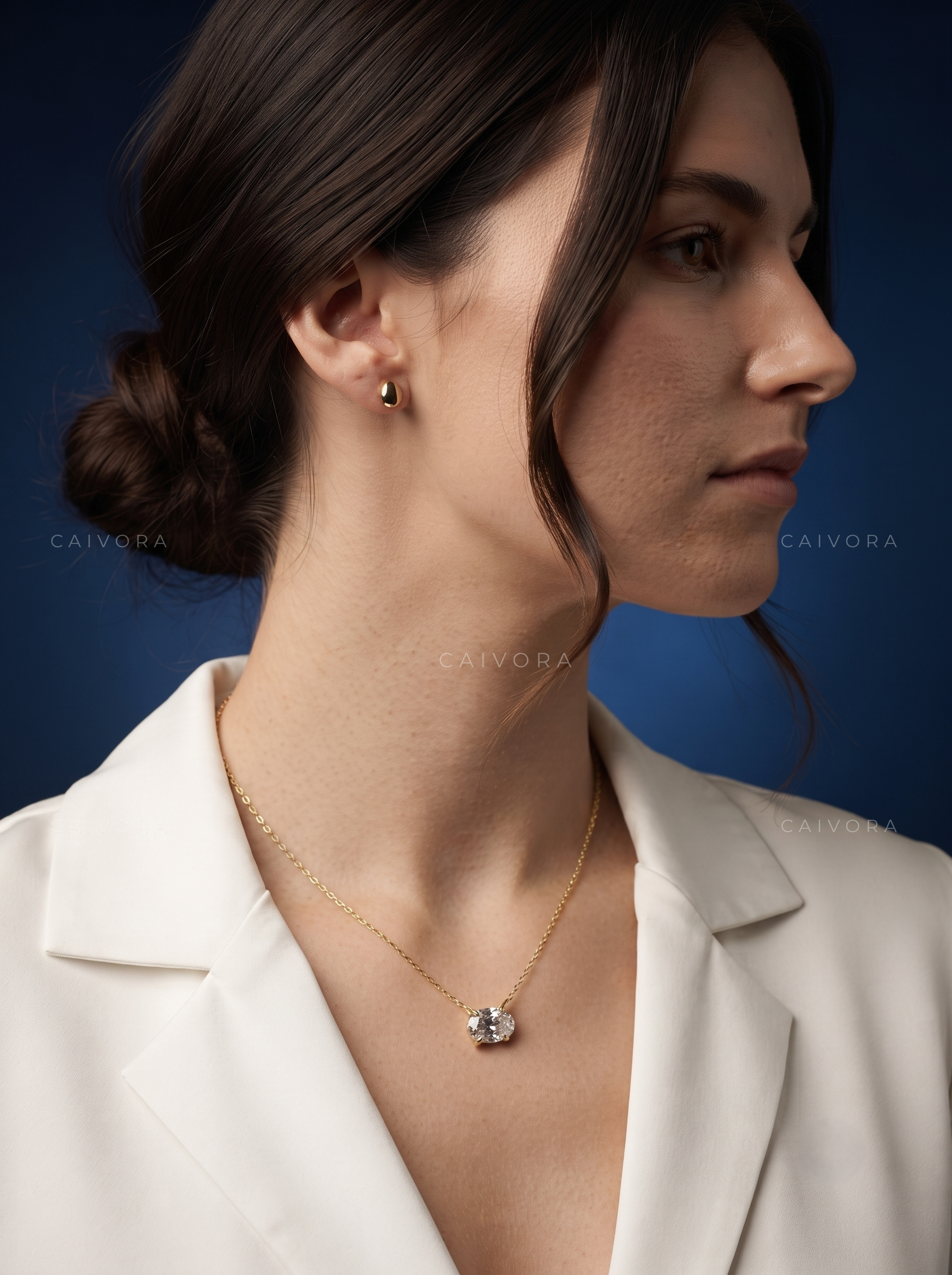 Oval Lab-Grown Diamond Solitaire Pendant Necklace