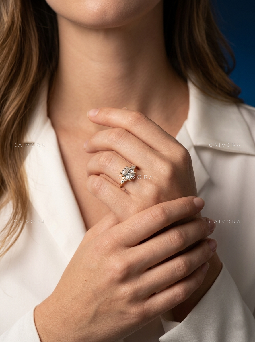 Elegant Triana Setting with a Cushion Cut Center Diamond