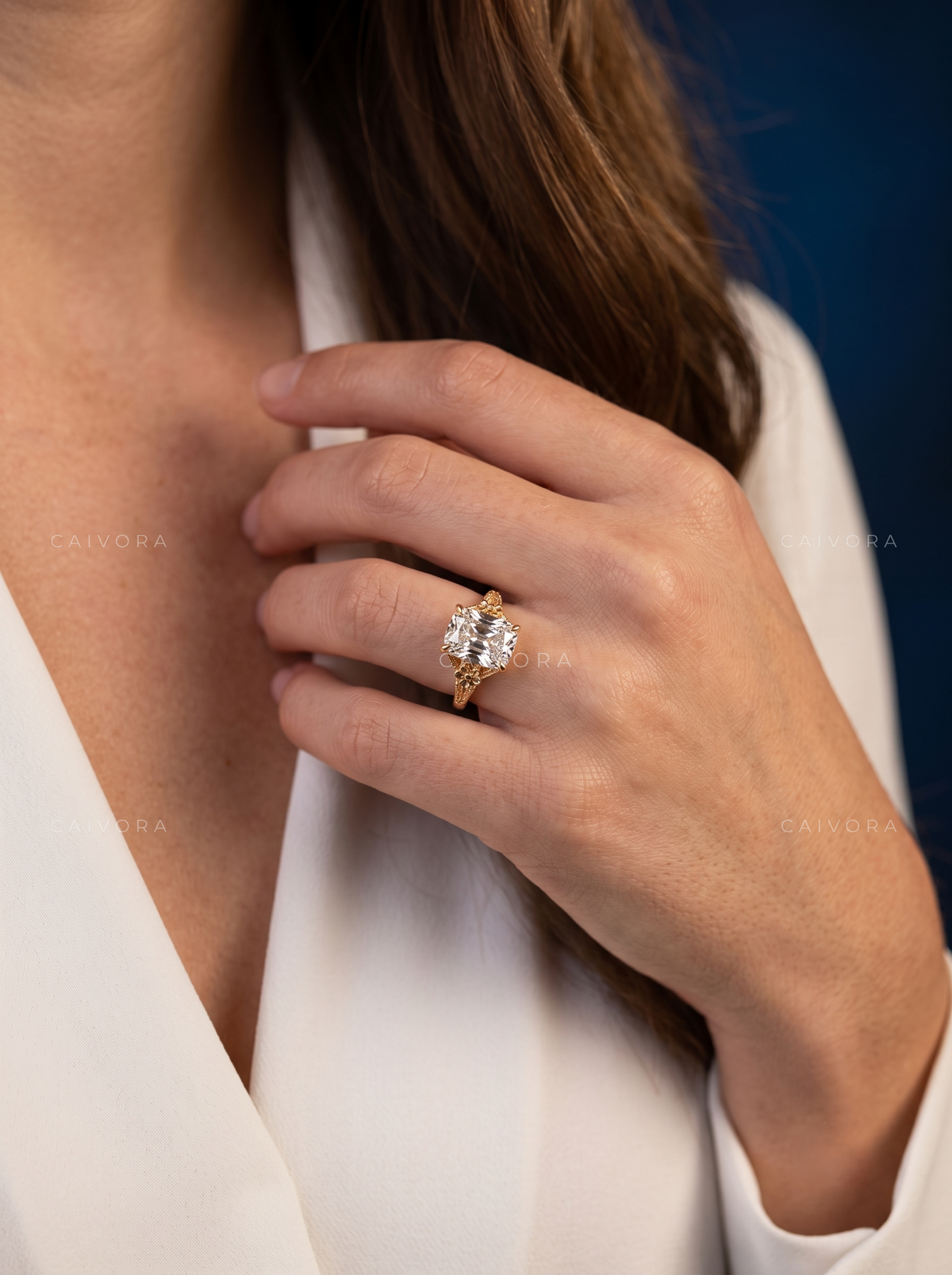 Arabella Sculpted Engagement Ring with an Old Mine Cut Diamond