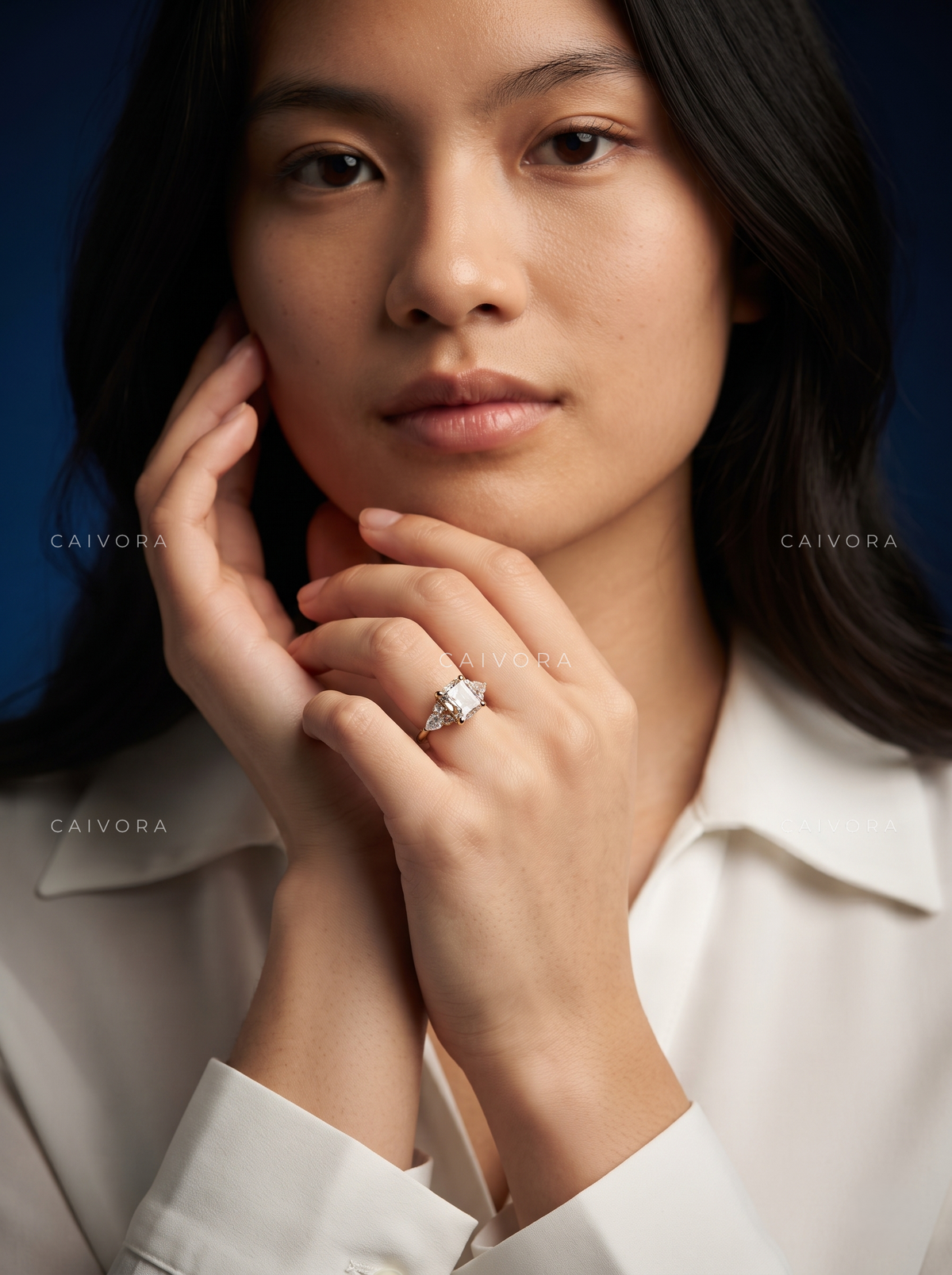 Distinctive Triana Engagement Ring Showcasing an Asscher Cut Diamond