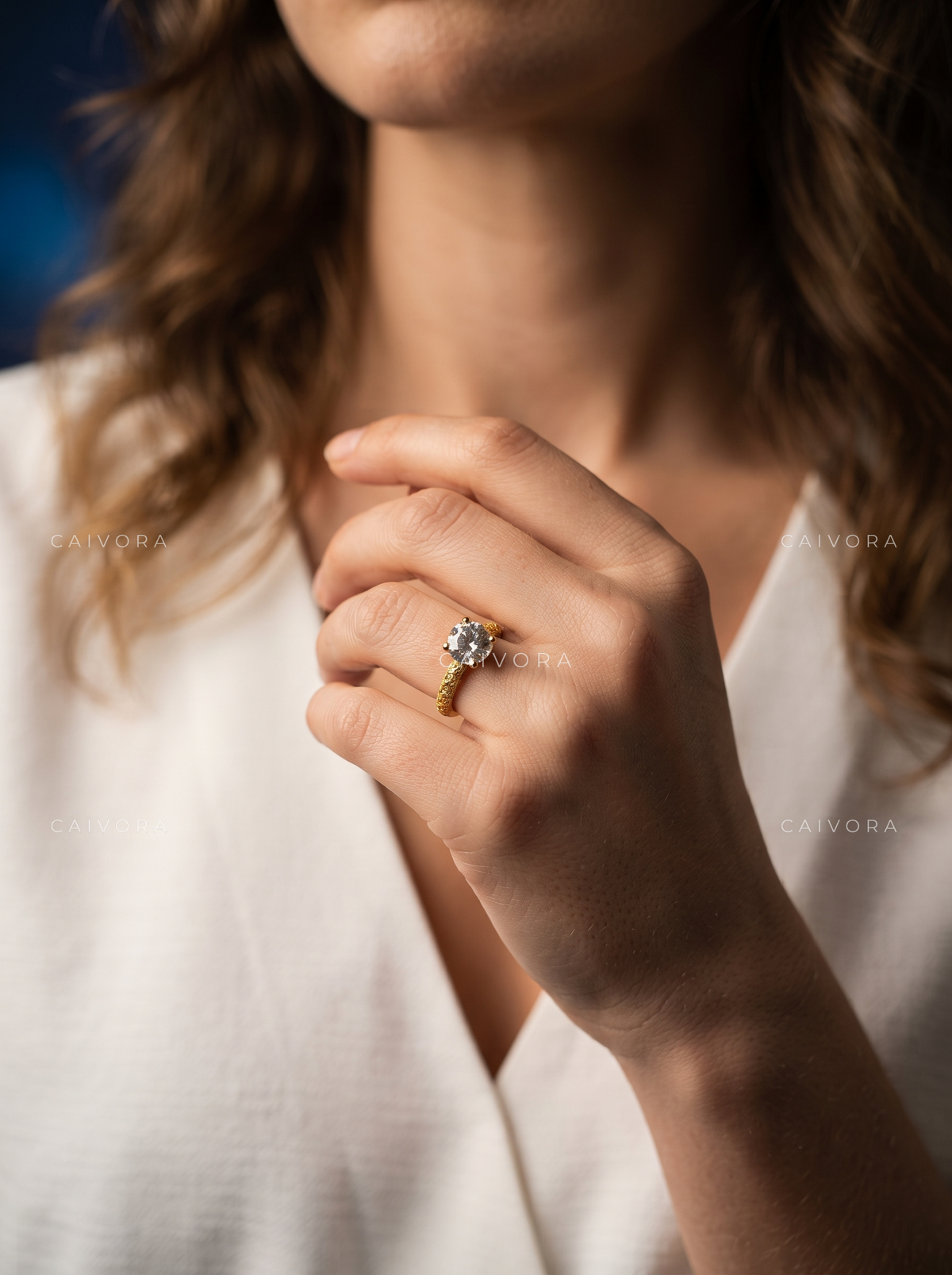 Portuguese Cut Vintage Engraved Solitaire Engagement Ring