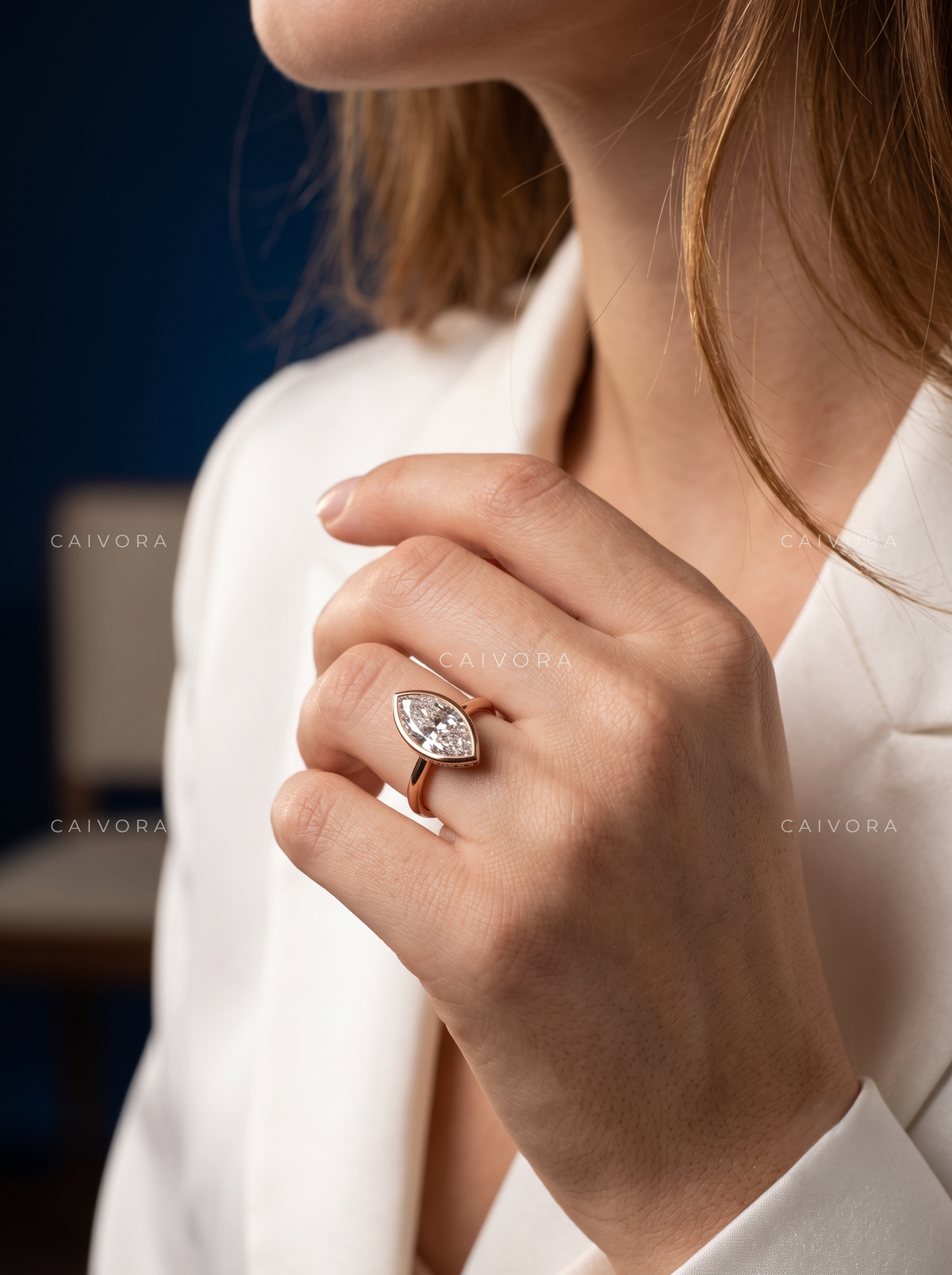 Elongated Grace with a Marquise Cut Center