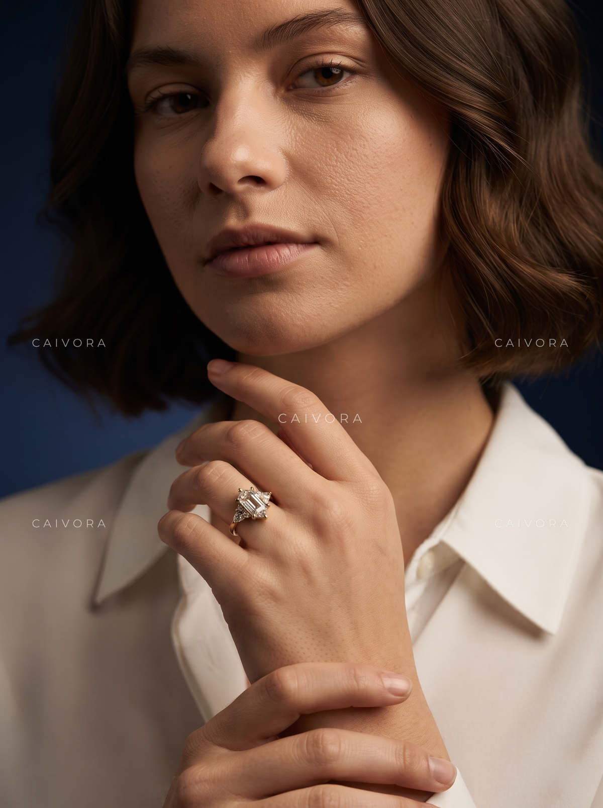 Distinctive Latin-Inspired Engagement Ring Centered on a Hexagon Cut Diamond