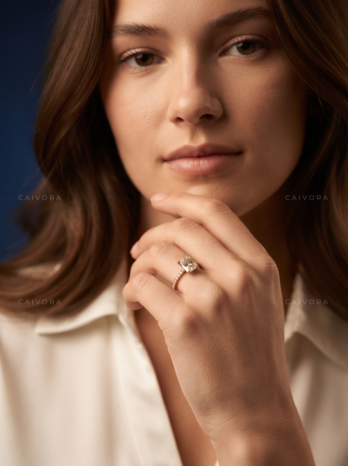 Elegant Twist Band Engagement Ring with Asscher Cut Diamond