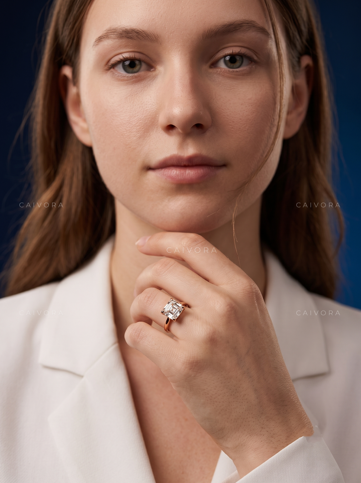 Asscher Cut Hidden Halo Pavé Tulip Engagement Ring