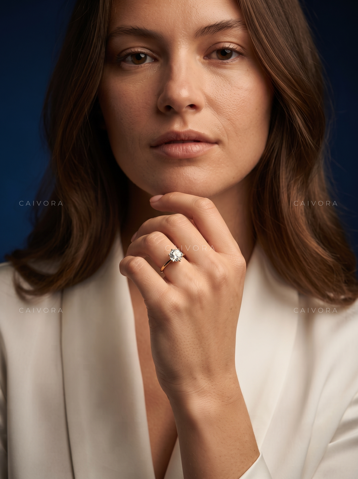 Portuguese Cut Hidden Halo Pavé Tulip Engagement Ring