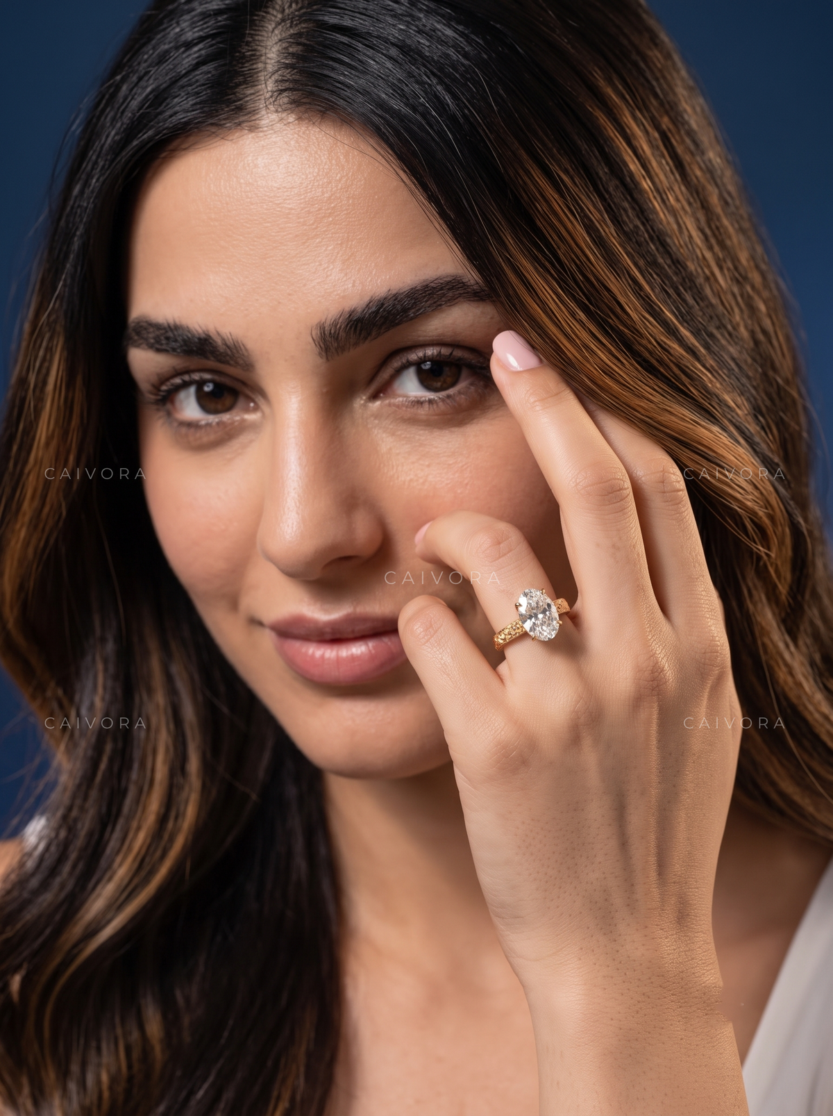 Oval Diamond Modern Architectural Engagement Ring