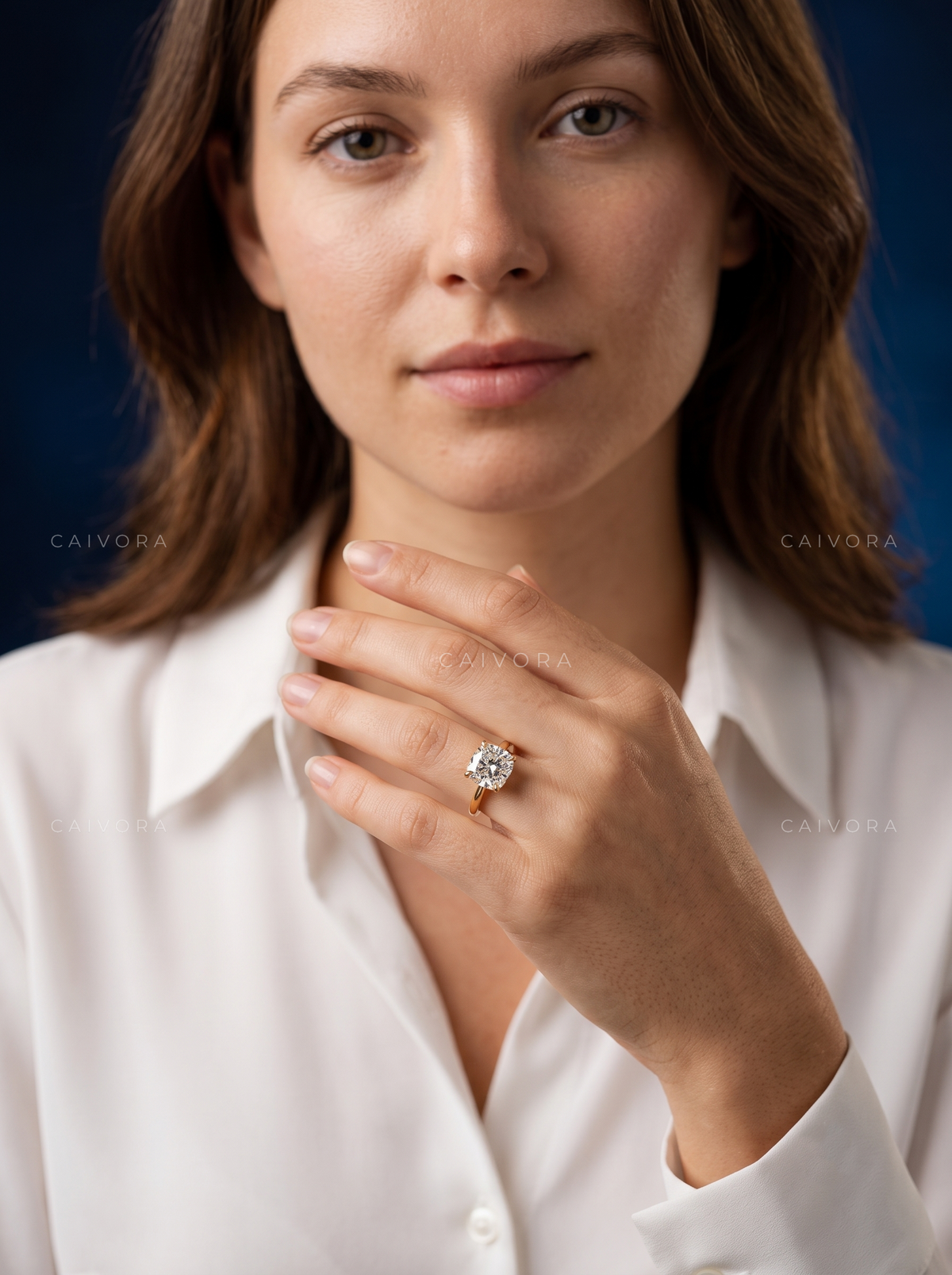 Cushion Cut Hidden Halo Pavé Tulip Engagement Ring