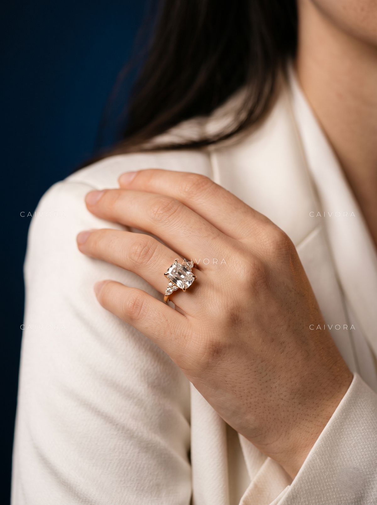 Sophisticated Triana Engagement Ring Showcasing a Radiant Cut Center