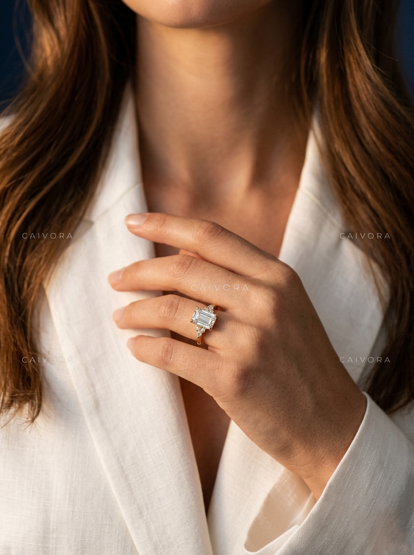 Refined Triana Engagement Ring Showcasing an Emerald Cut Diamond