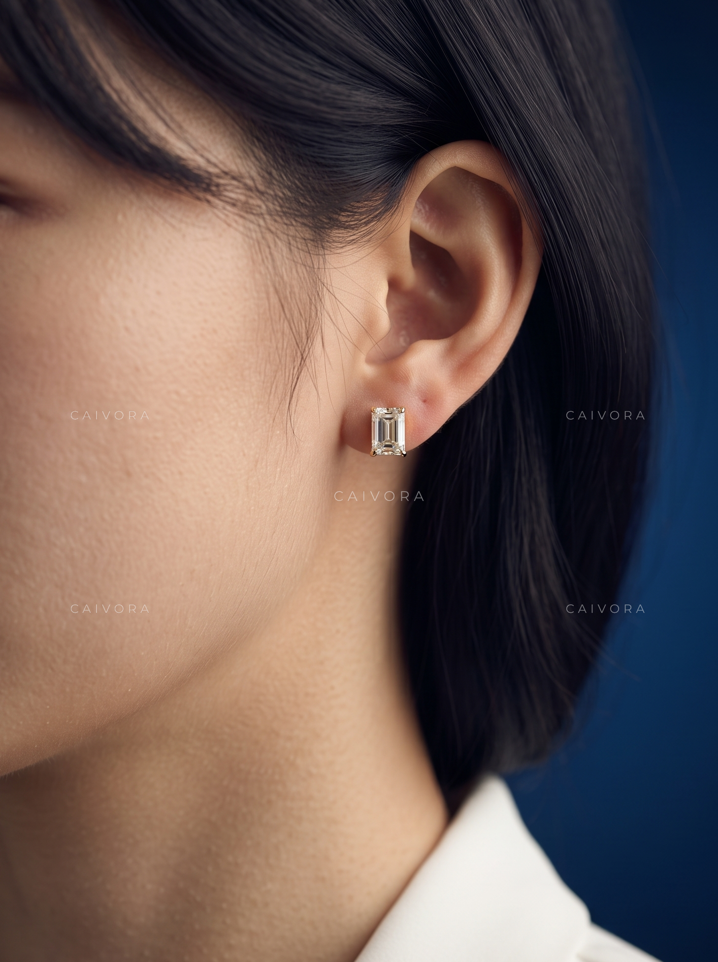 Geometric Silhouette Emerald-Cut Fine Studs