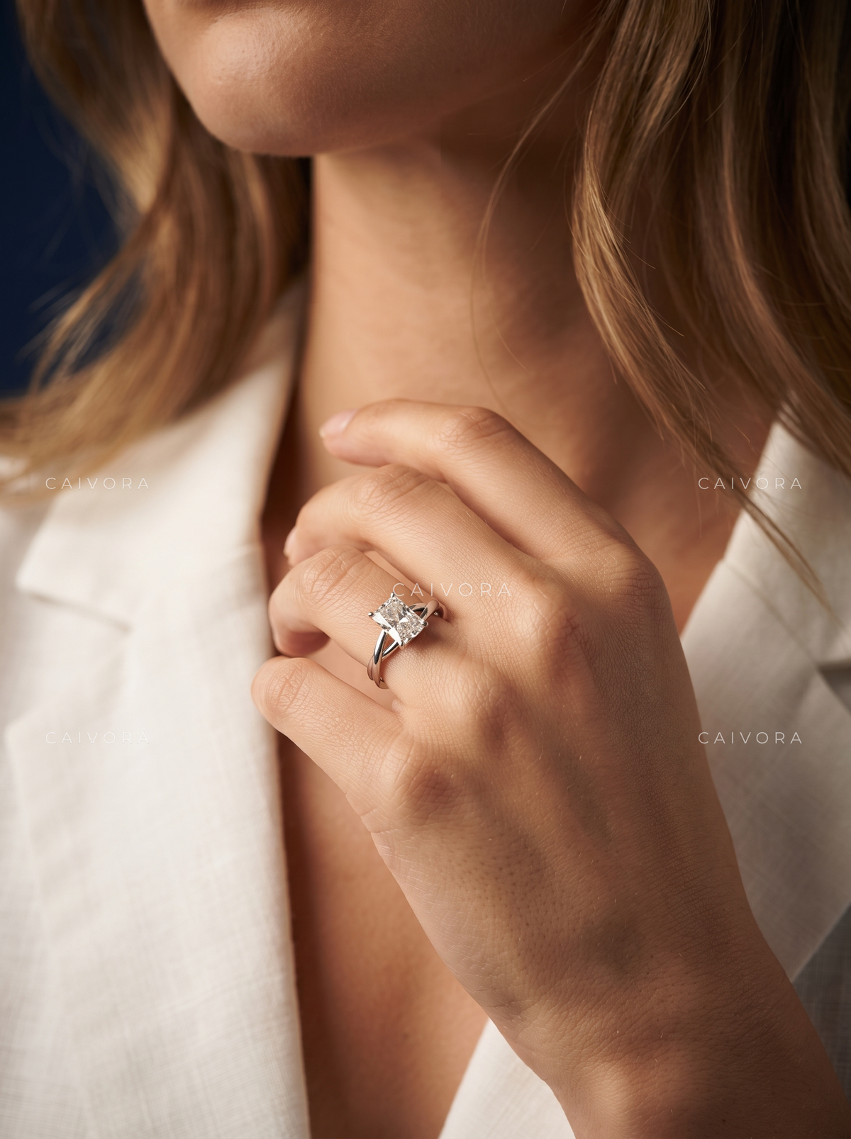Eternal Spark Kosina Engagement Ring with a Radiant Cut Diamond
