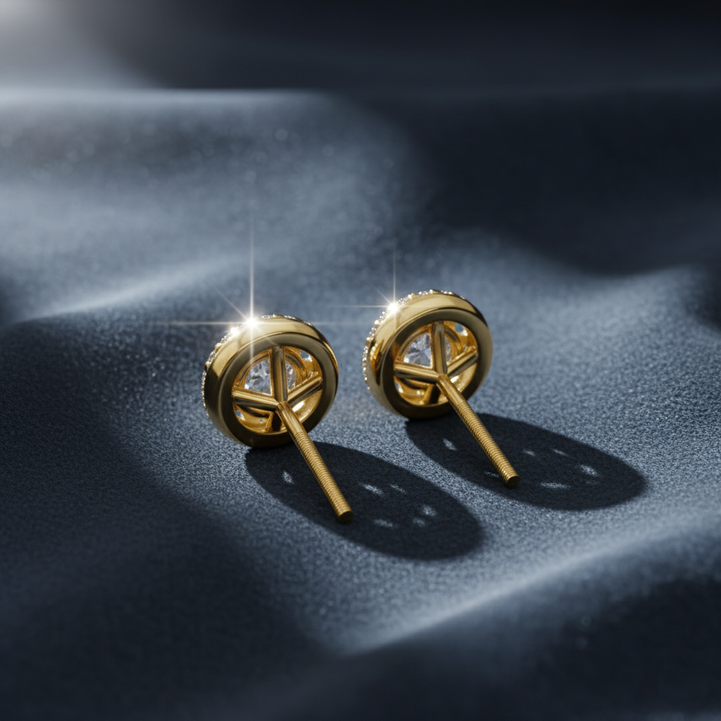 Dazzling Halo Diamond Stud Earrings