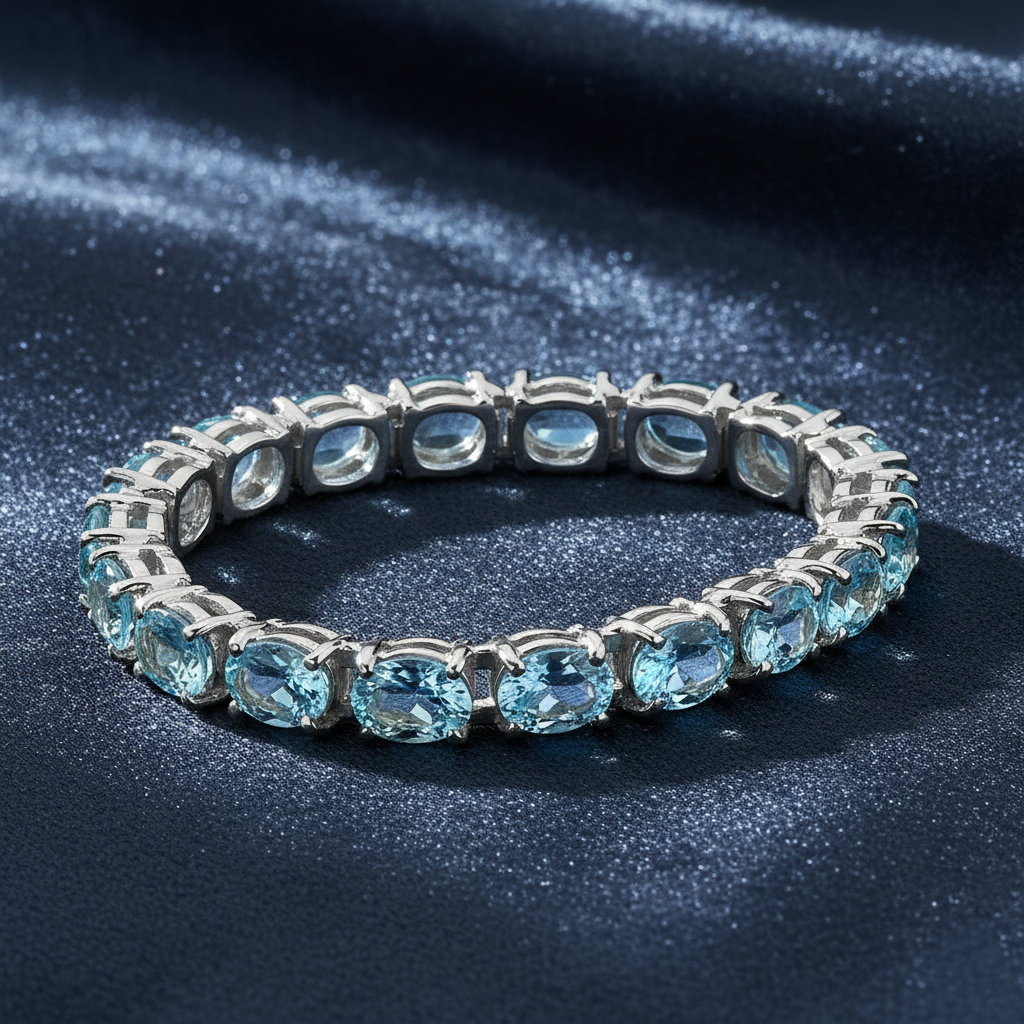 Oval Cut Light Blue Statement Bracelet
