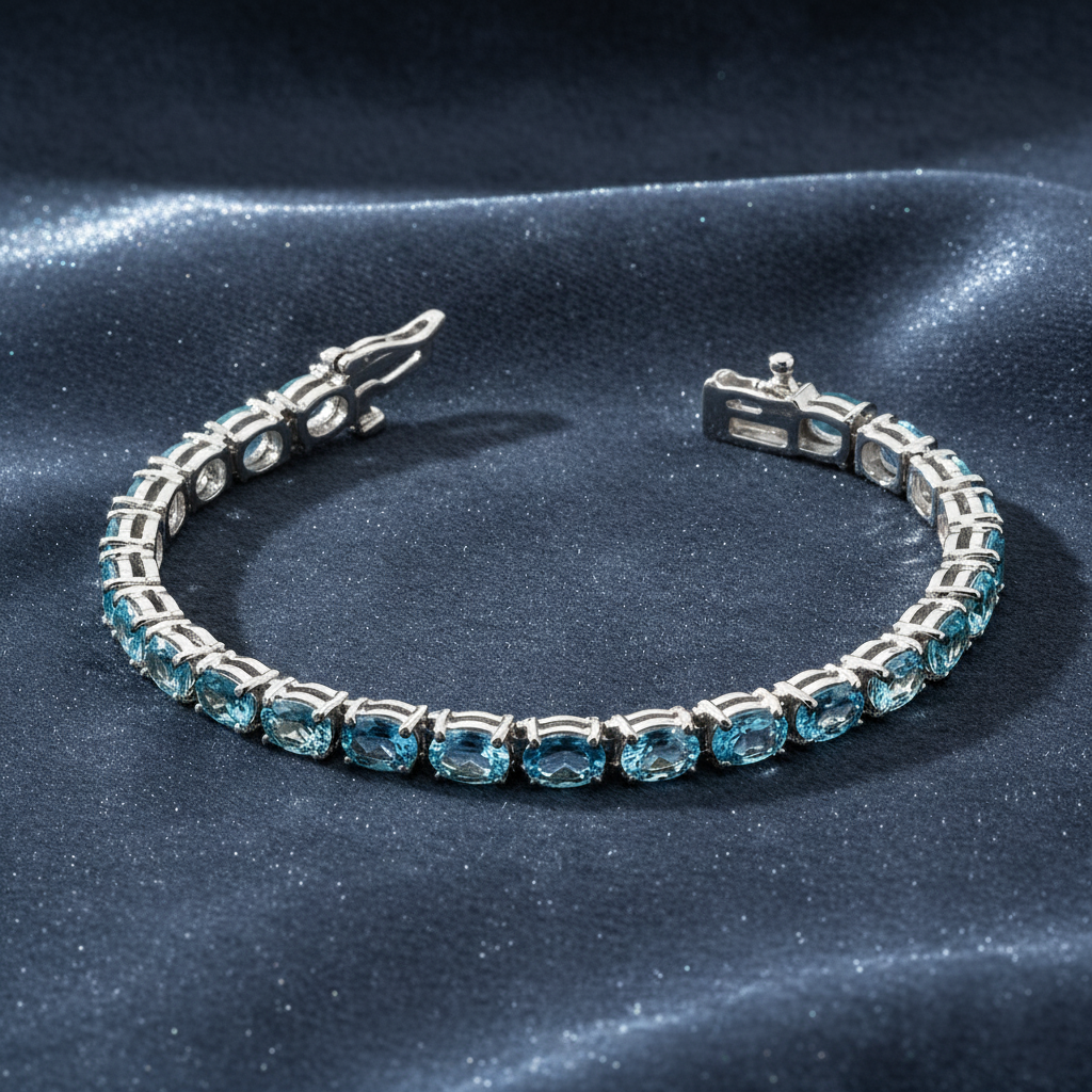 Oval Cut Light Blue Statement Bracelet