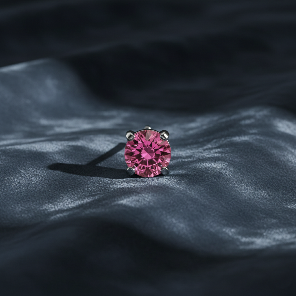 Engaging Pink Sapphire Single Stud Earring