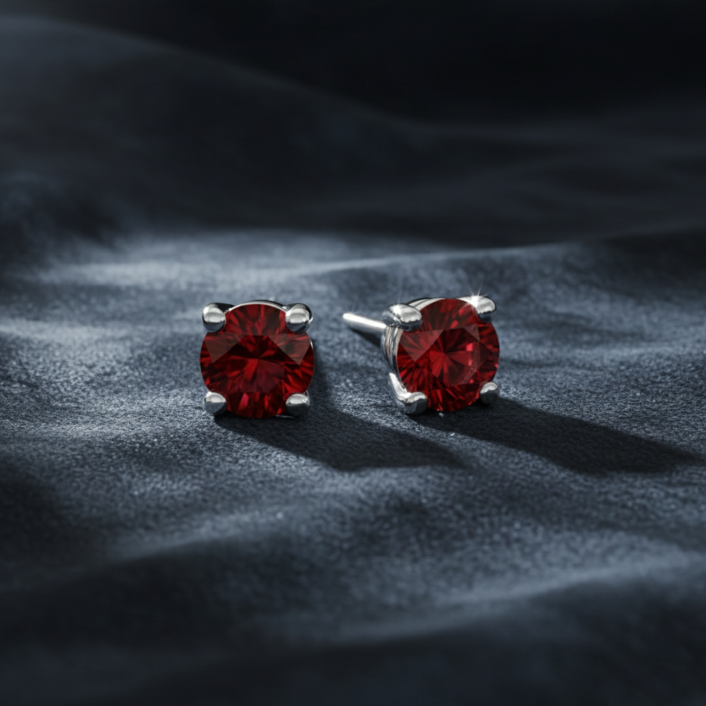 Vibrant Red Classic Gemstone Studs