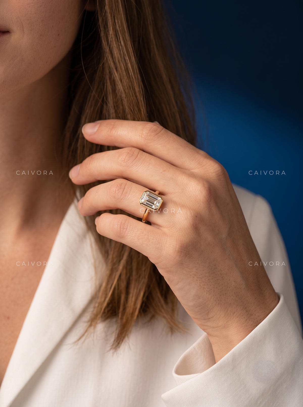 Sleek Sophistication with an Emerald Cut Hidden Halo