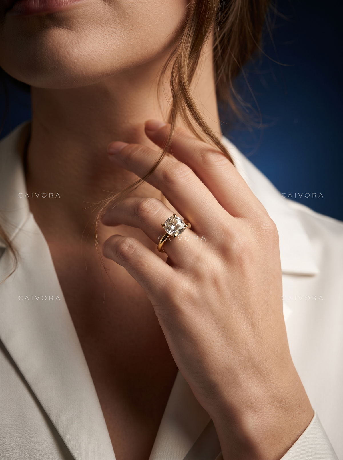 Square Cushion Cut Four Prong Solitaire Engagement Ring