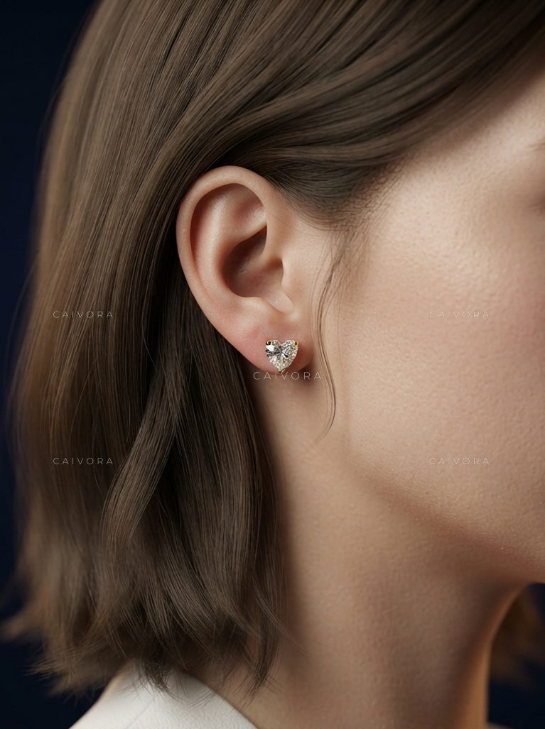 Luminous Heart 3-Prong Lab-Grown Diamond Stud Earrings