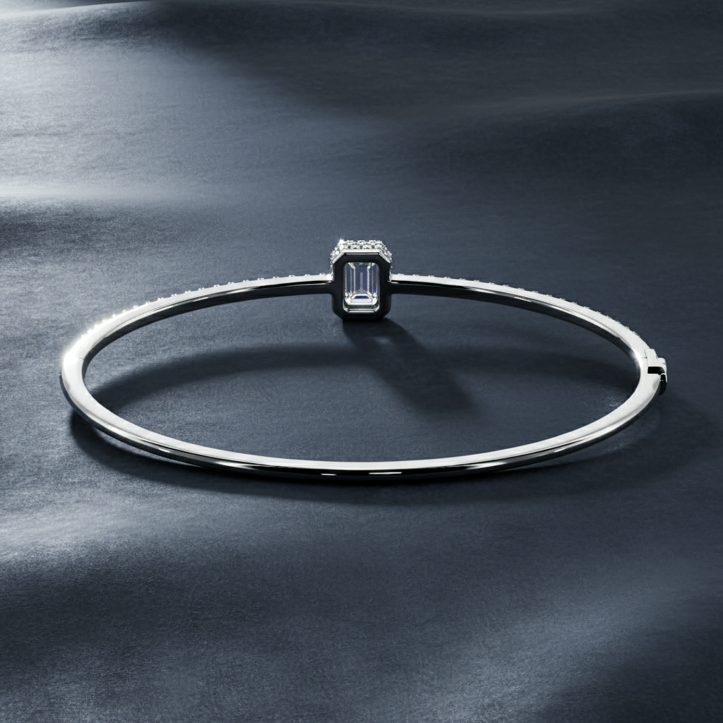 Spectacular Emerald Center Lab Diamond Bangle