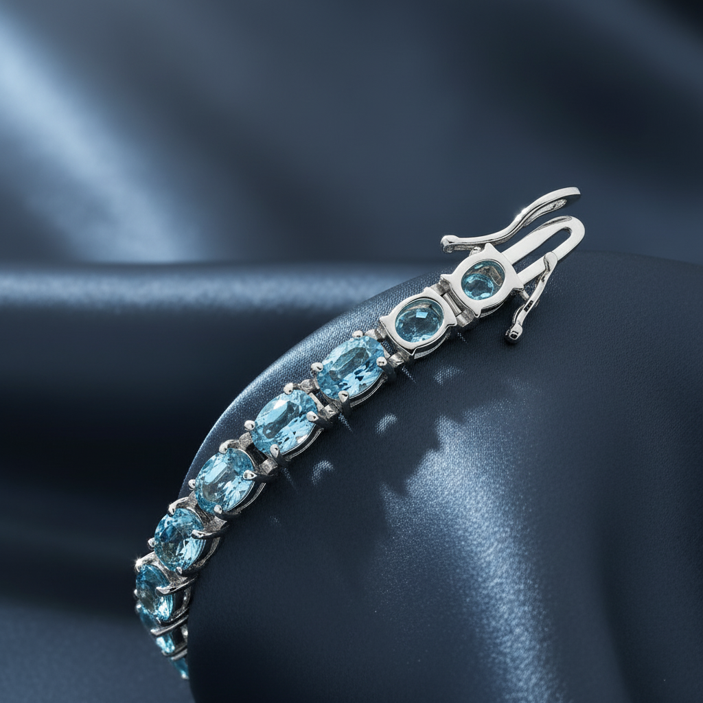 Oval Cut Light Blue Statement Bracelet
