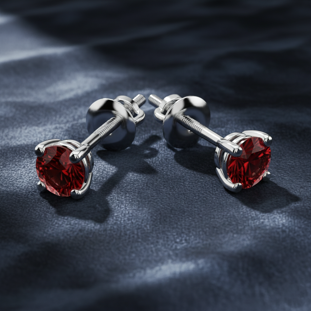 Vibrant Red Classic Gemstone Studs