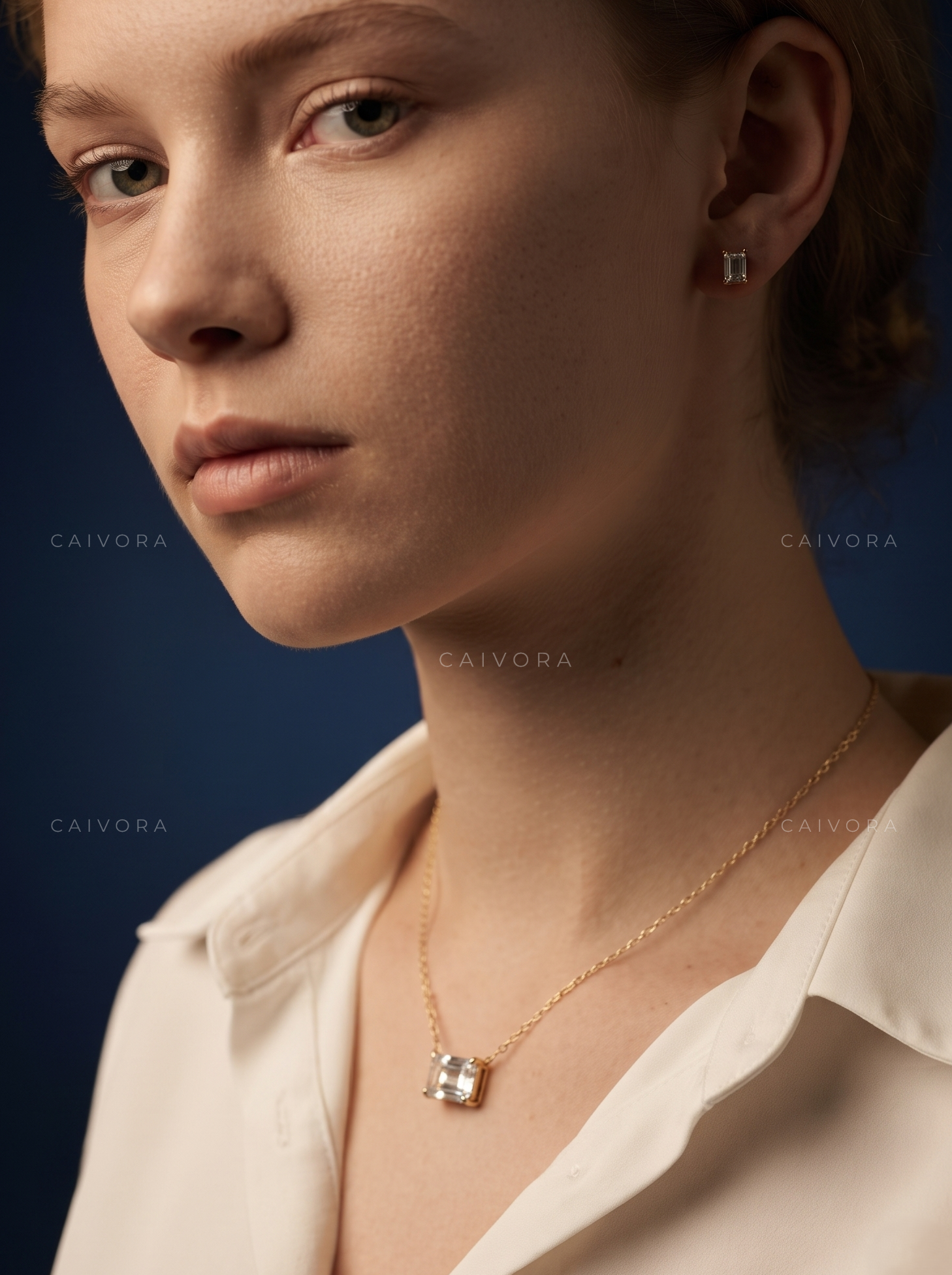 Emerald Cut East-West Lab-Grown Diamond Solitaire Pendant Necklace