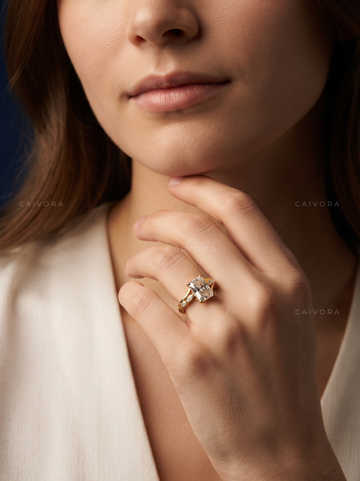 Radiant cut Diamond Ring with Graceful Twist Setting